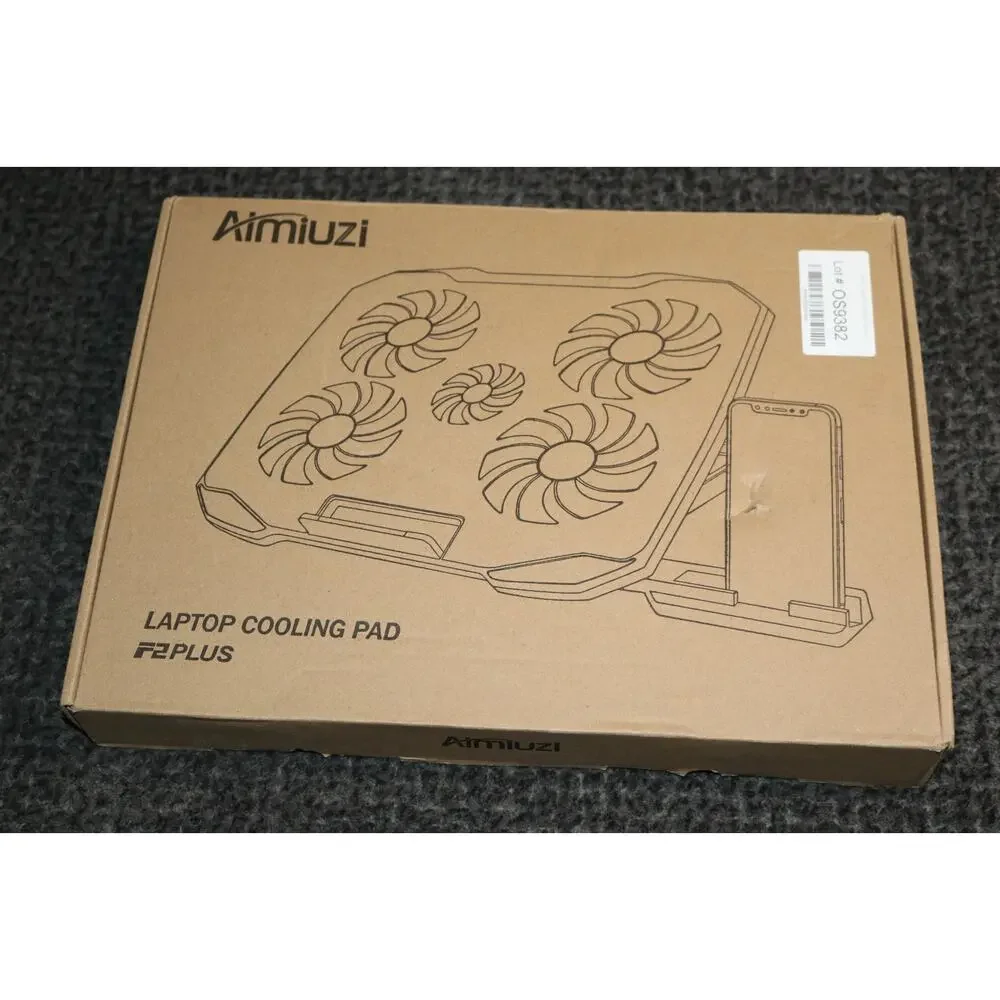AIMIUZI Laptop Cooling Pad Gaming w/5 Quiet Fans 12-15.6 5 Height Adj 2 USB
